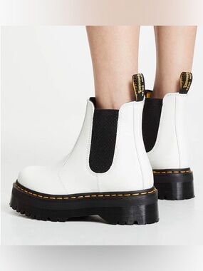 Dr Martens 2976 Smooth Leather Platform Chelsea Boots - Women’s - White - W8/M7